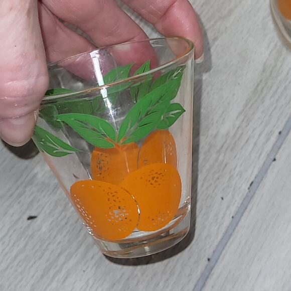 Vntg 1960s Orange Juice Carafe Juice Glasses And Shot Glasses Lot Of 5 Barware - Picture 4 of 7